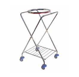 “X” FRAMED CHROMED WASTE TROLLEY (Ø 22 MM FRAME) - ROUND